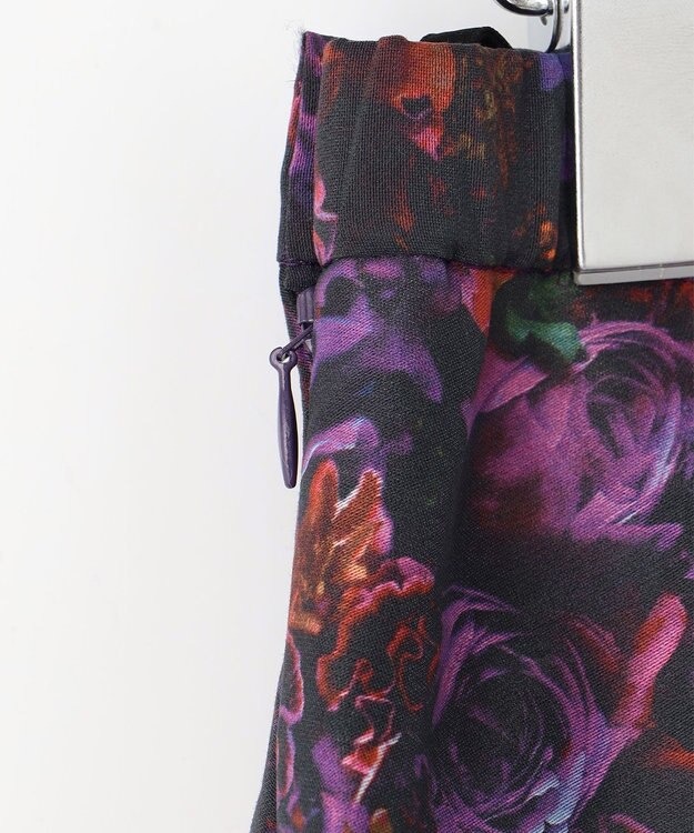 自由区 【カトリエムブーケ】フラワープリントフレアスカート ボルドー系