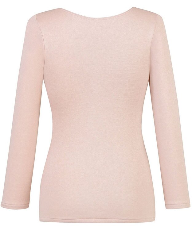 Wing あったかインナー 綿混素材 裏起毛(肌側) よく伸びる素材 ストレッチ性 【ラクのびサーモ】 保温性 8分袖 長袖 秋 冬 EL6812 ウイング／ワコール シェルピンク