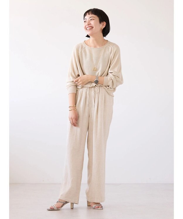 AMERICAN HOLIC 接触冷感リネンブレンドワイドパンツ Light Beige