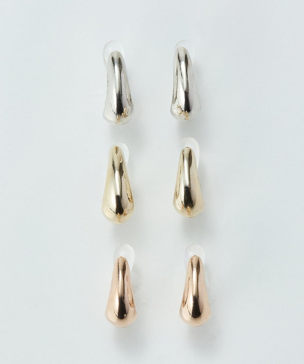 Phoebe 【金属アレルギー対応】【痛くないシリーズ】ぷっくりモードクリスタルループフィットイヤリング　シャンパンゴールド シャンパンゴールド