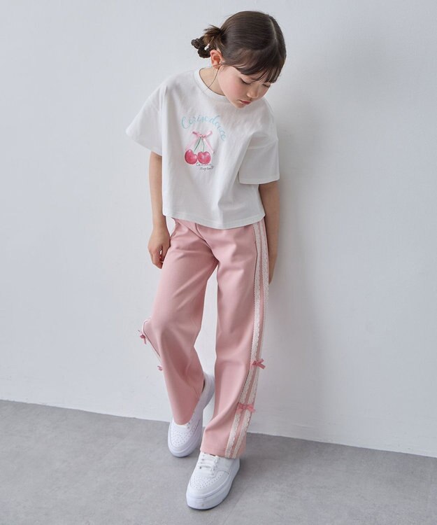 ANY KIDS 【洗濯機可能/速乾】ドライタッチ トラックパンツ ピンク