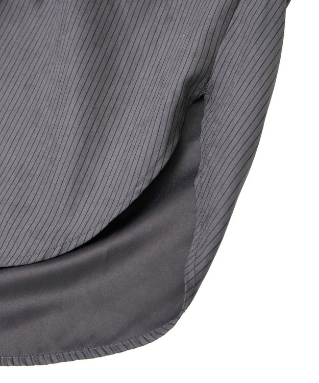Green Parks シルキータッチストライプシャツ Charcoal Gray