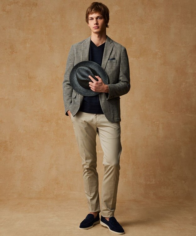 JOSEPH ABBOUD 【イタリア素材/軽量/ストレッチ】サマーツィードジャージー千鳥プリント ジャケット ベージュ系4