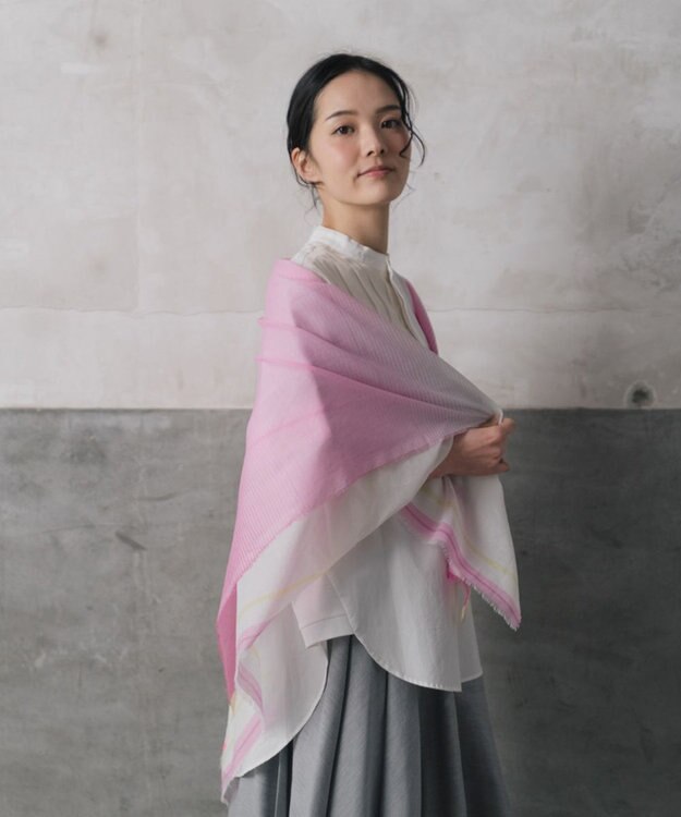 POLS 播州織 極細コットンストール ピンク