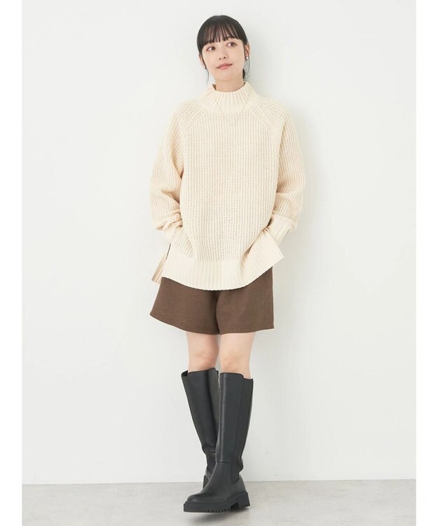 earth music&ecology マットベロアモールチュニック Ivory