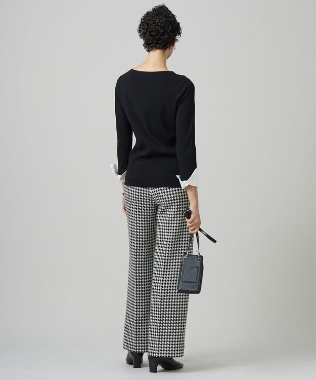 ICB 【洗える】 クロスコンビ デザインニットプルオーバー ブラック系