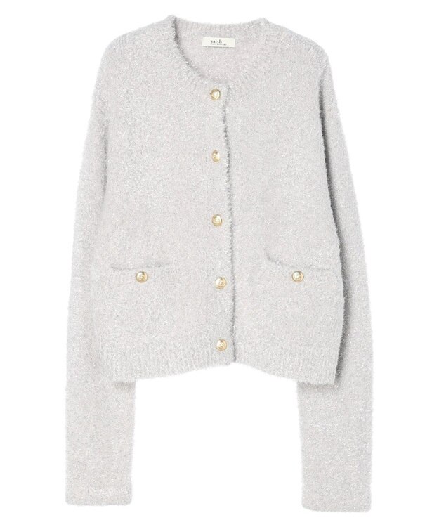 earth music&ecology キラキラシャギーカーディガン Pink