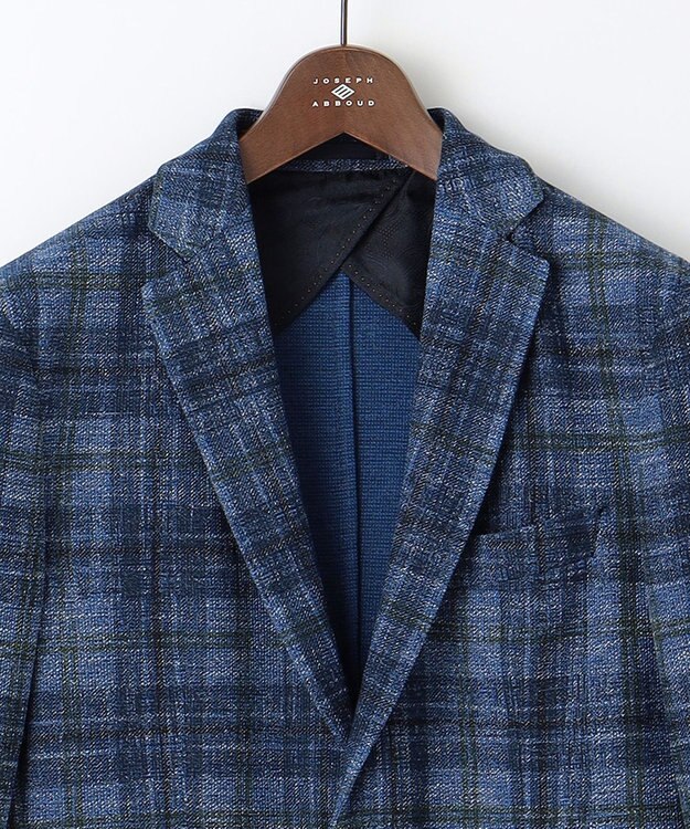 JOSEPH ABBOUD 【イタリア素材/軽量/ストレッチ】サマーツィード ジャージー プリント ジャケット ネイビー系4