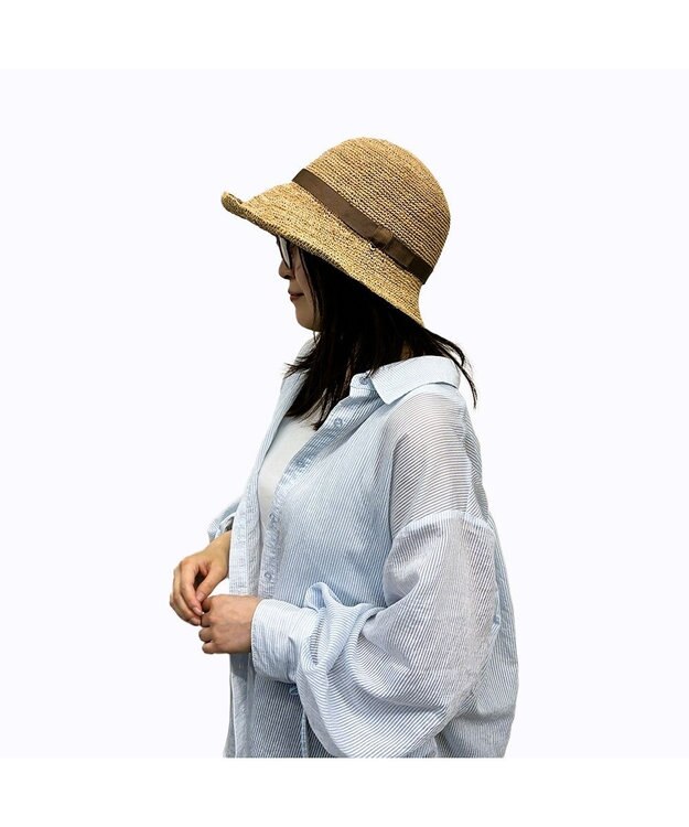 林八百吉商店 un chapeau　エッジアップラフィアハット ブラウン