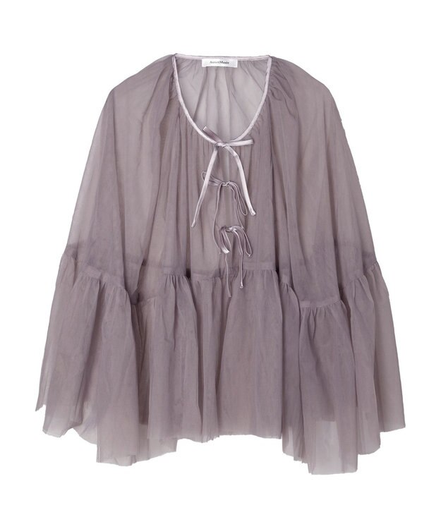 Green Parks リボンチュールデザインブラウス Pink Beige