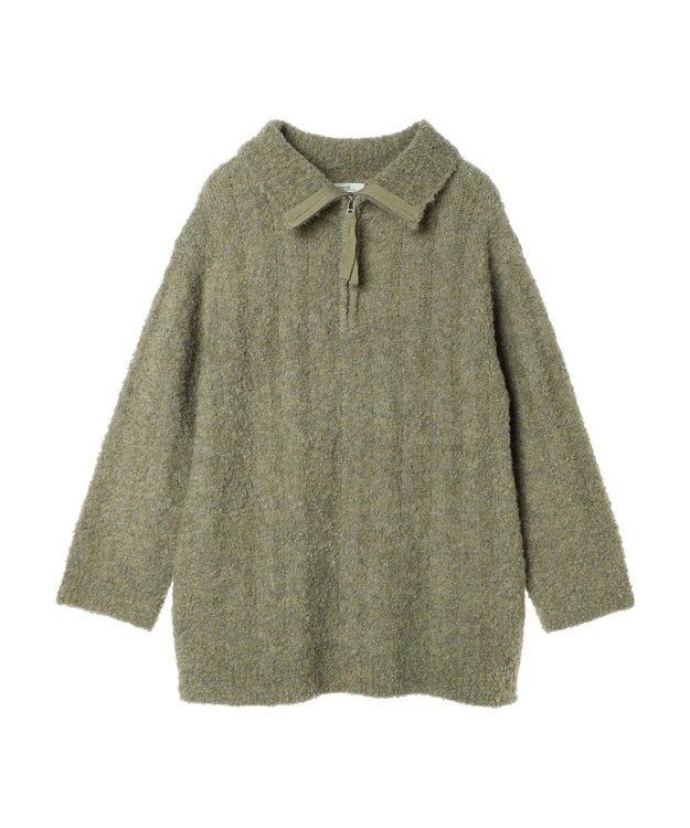 earth music&ecology ブークレハーフジップミニワンピース Khaki