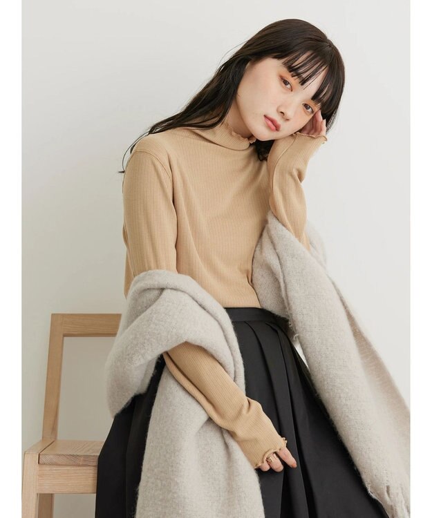 AMERICAN HOLIC 針抜きタートルプルオーバー Camel