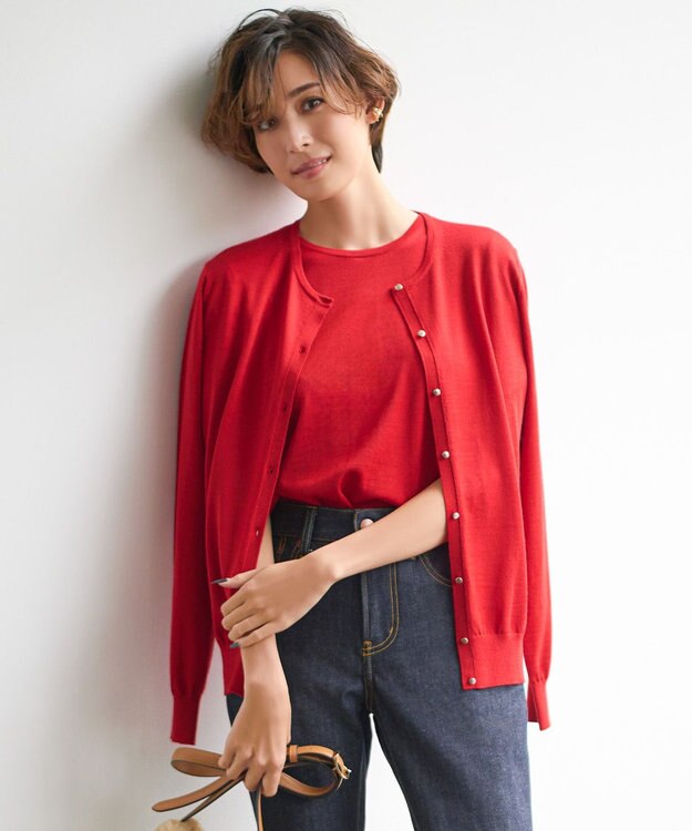 23区 【アンサンブル対応】サステナブルウール カーディガン レッド