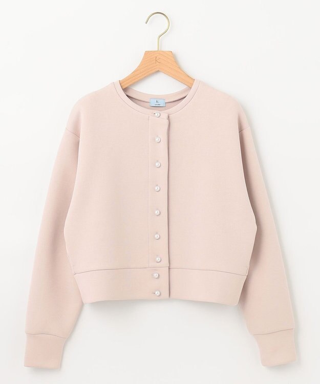 組曲 S 【パールボタン付き】ダンボールジャージー カーディガン ローズ系