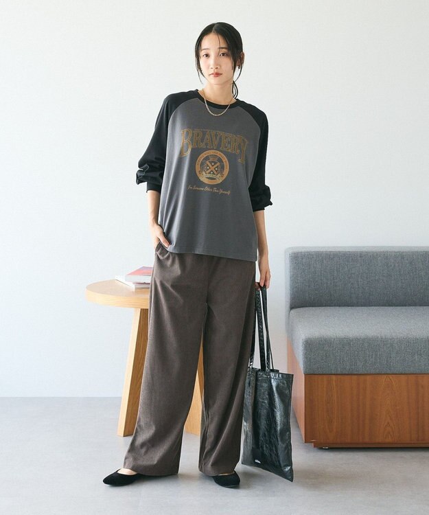 CRAFT STANDARD BOUTIQUE ラグランフロッキープリントＴｅｅ Charcoal Gray