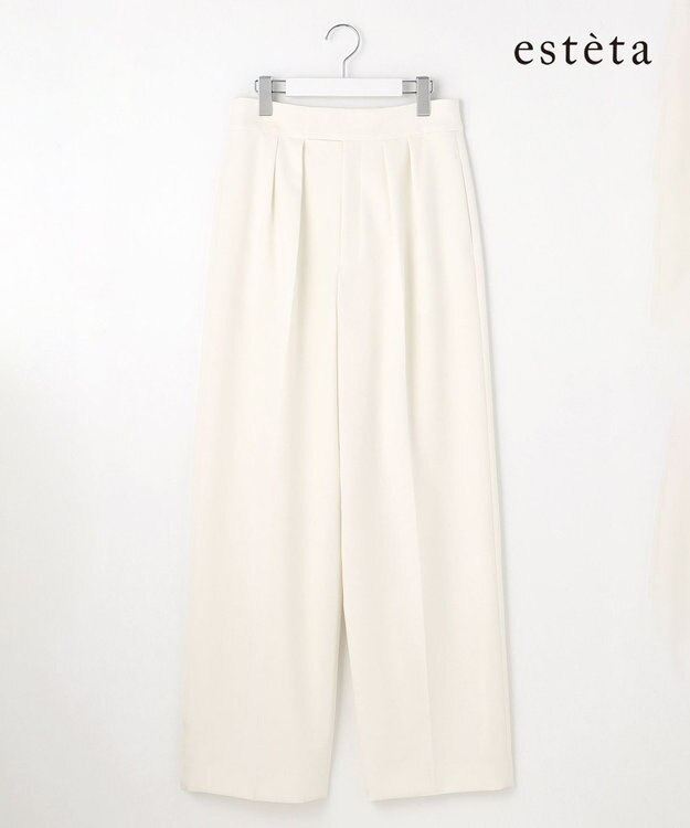 23区 【エステータ】コットンダブルクロス ワイドシルエットパンツ ホワイト系
