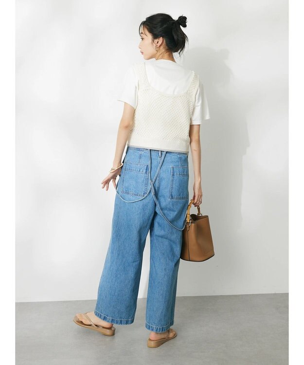 CRAFT STANDARD BOUTIQUE 配色メッシュニットビスチェ Ivory