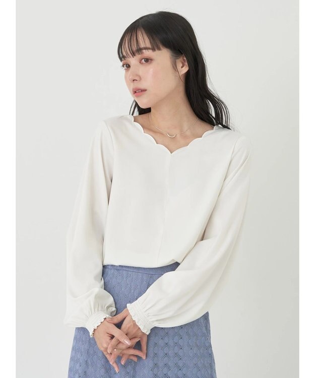 earth music&ecology スカラップブラウス Off White