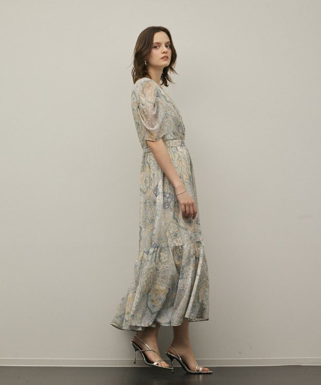 GRACE CONTINENTAL パッチワークプリントワンピース イエロー