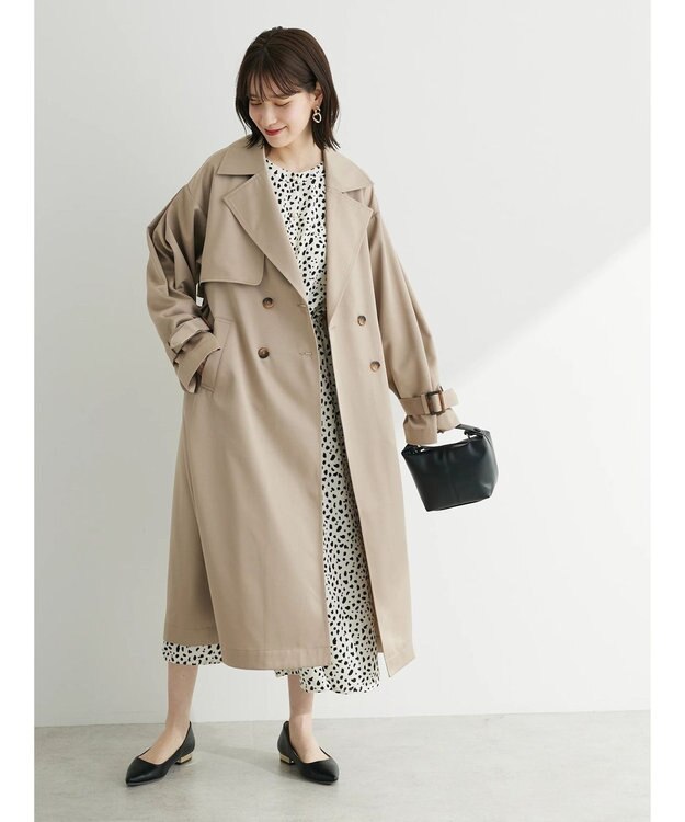 Green Parks ・Ｐｅｔｉｔ　Ｆｌｅｕｒボリュームスリーブトレンチコート Gray Beige