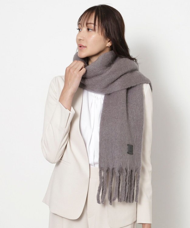 MOONBAT 【WEB限定】FURLA ウール混シャギー無地マフラー/幅40cm ダークグレー