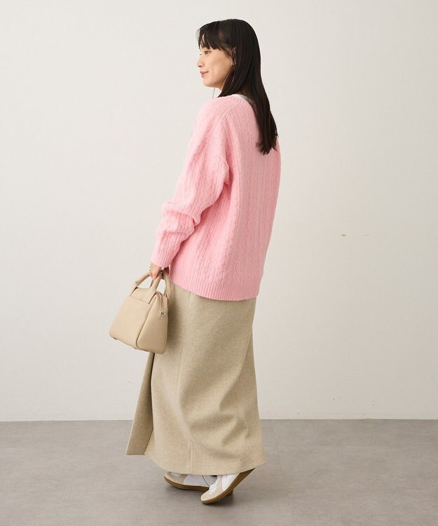 CRAFT STANDARD BOUTIQUE 起毛ケーブルVニットネックニットプルオーバー Pink