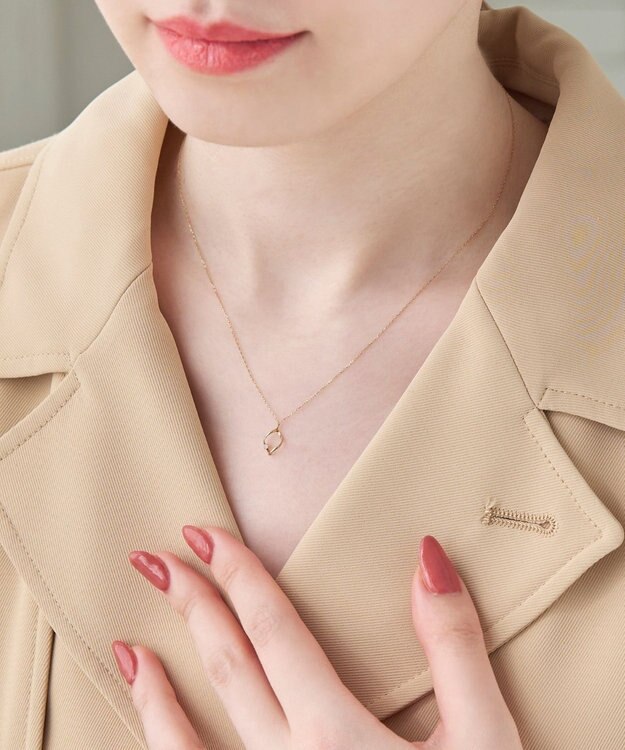 Phoebe 【K10】リーフィーダイヤモンドネックレス/全長:40cm ゴールド