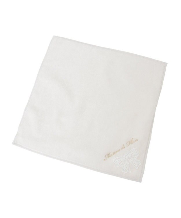 Maison de FLEUR リボンレースタオルハンカチ Ivory