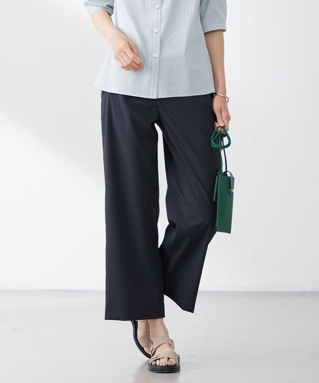 J.PRESS LADIES L 【洗える・イージーケア】ソフトタイプライター セミワイド パンツ ネイビー系