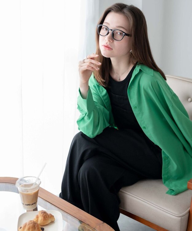 WEGO ボリュームスリーブシアーシャツ グリーン