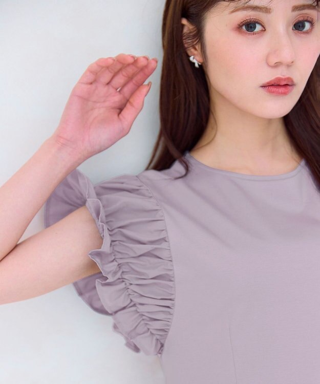 Feroux 【洗える】ドレスシルエット カットソー ワンピース サックスブルー系