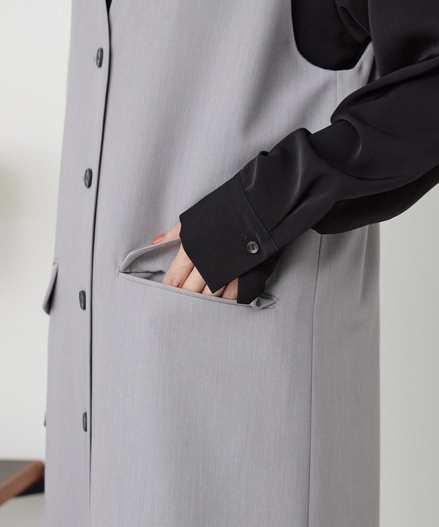 AMERICAN HOLIC 【イージーケア】ジレワンピース Gray Mixture