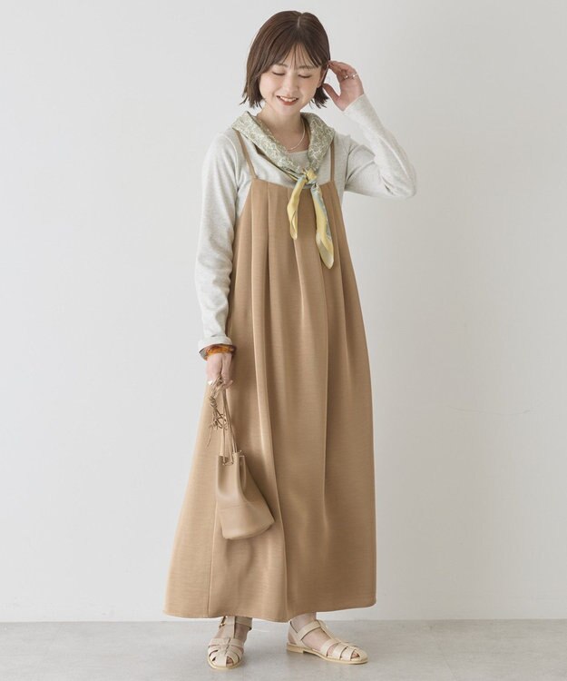 AMERICAN HOLIC タックサテンキャミワンピース Camel