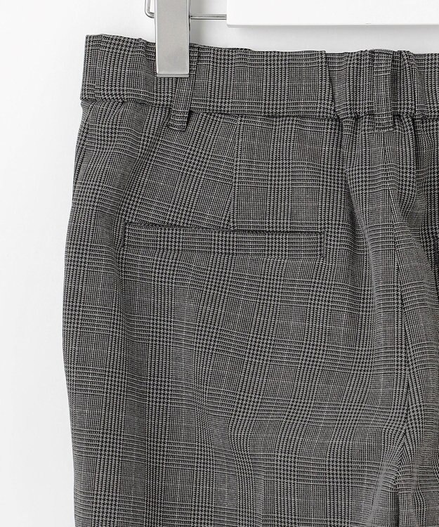 自由区 【撥水加工・洗える】TRギャバ裏起毛チェック柄テーパード パンツ グレーチェック