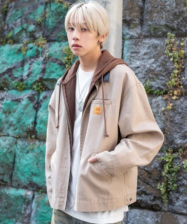 WEGO 【25年秋冬新作/MLサイズ展開】ワーカーズZIPジャケット ベージュ