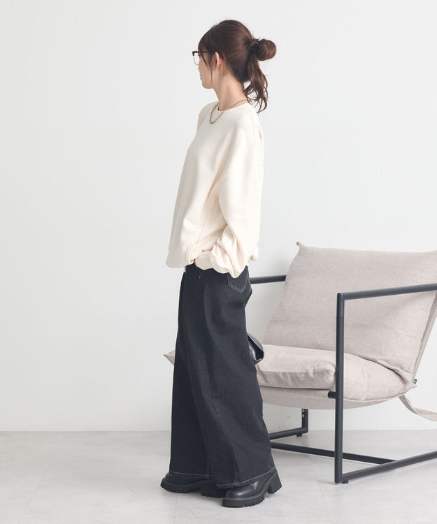 earth music&ecology サイドリブロゴスウェット Ivory