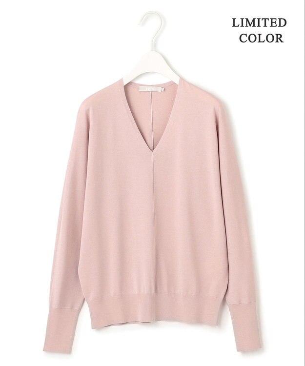 ICB L 【洗える】シンセティックハイゲージ Vネックニット ピンク系⁅WEB限定]