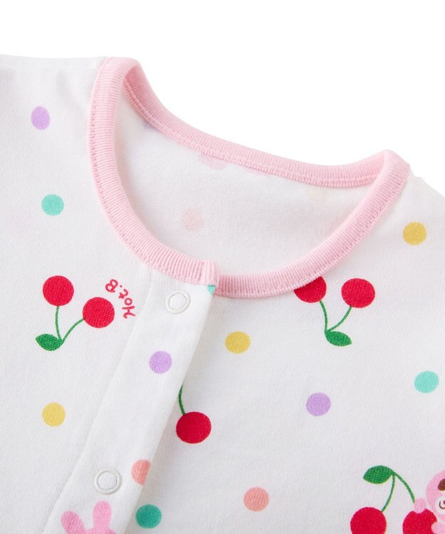 MIKI HOUSE HOT BISCUITS 【70-80cm】キャビット×さくらんぼ 総柄ショートオール 白