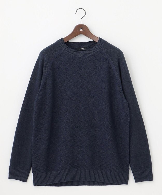 JOSEPH ABBOUD 【和紙使用エコ素材/日本素材/軽量/通気性/速乾性】和紙ムリネ ニット クルーネック ニット ネイビー系