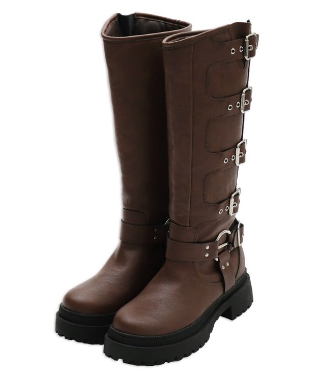 WEGO ハトメベルトロングブーツ ブラウン