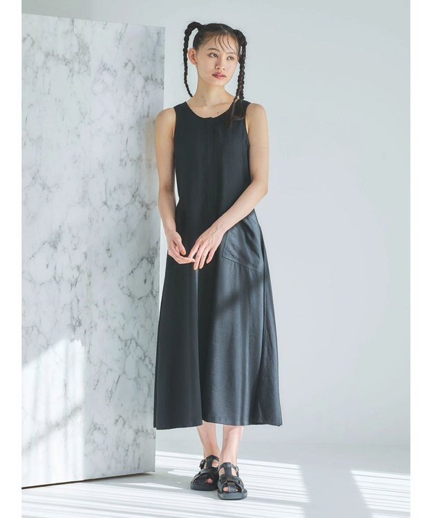 Green Parks ■ＥＳＣＡＲ　キリカエノースリーブワンピース Black