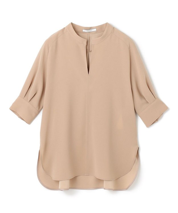 BEIGE， 【ご好評につき追加生産決定・洗える】FLEUR / スタンドカラープルオーバーブラウス Beige