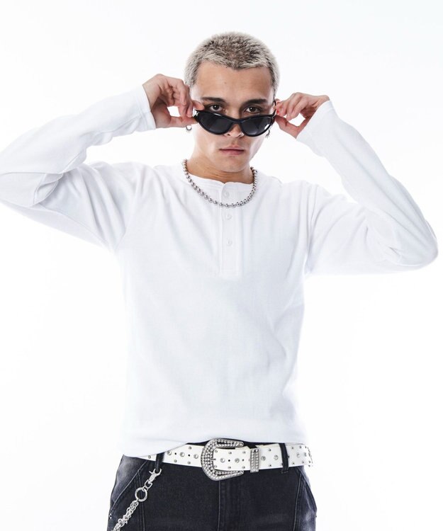 WEGO 【ユニセックス着用ITEM】コンパクトフィットリブヘンリーネックT（LS） ホワイト