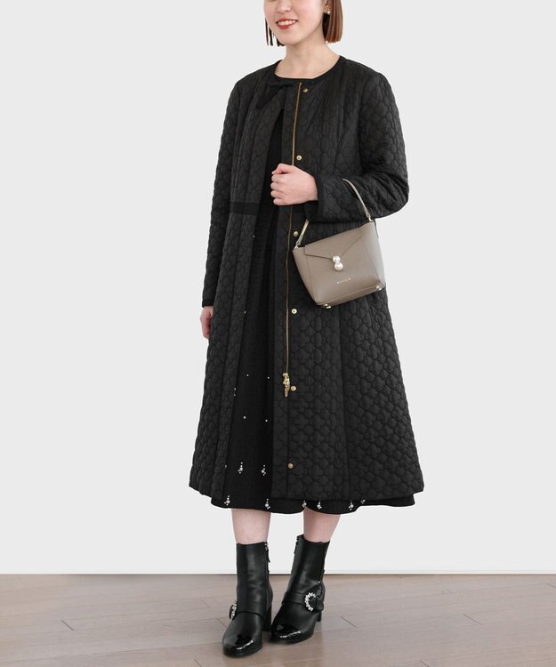 TOCCA 【消臭・洗える】CLOVER CARPET キルト中綿ロングコート ブラック系