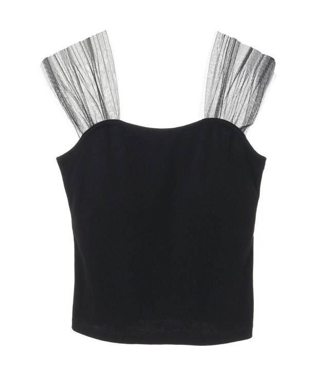 earth music&ecology チュールドッキングカップ付キャミソール Black