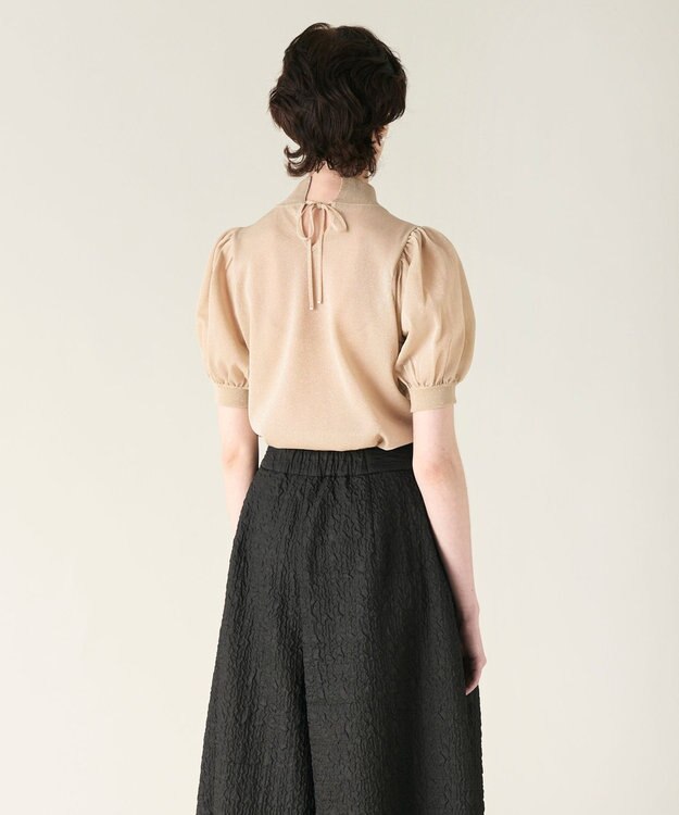 GRACE CONTINENTAL ラメシアーパフニットトップ ゴールド