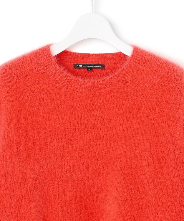 23区 フォックスカシミヤファー ショート丈 ニット レッド系