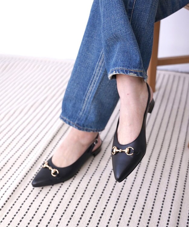 Pointer 日本製 本革ビット付きミュール ブラック