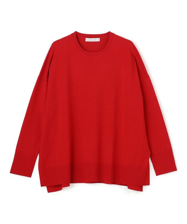 UNFILO L マイビューティニット ワイドクルーネック レッド