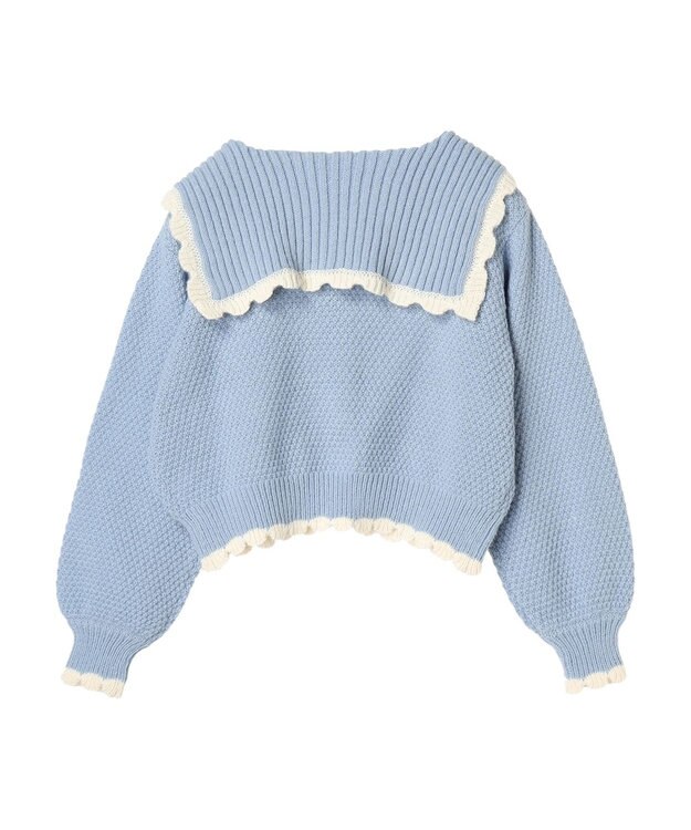 earth music&ecology フリルカラーカーディガン Blue